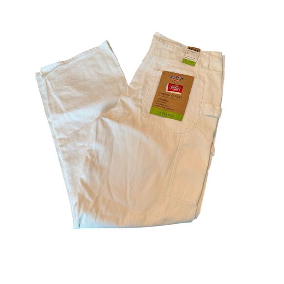 Dickies Girl Juniors' Carpenter Pants White Size 13 Relaxed Fit - Picture 1 of 8